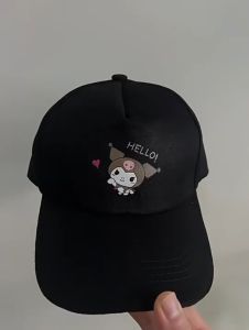 F33 Kuromi hat peaked cap for boys and Girls Children Cap  solid color casual baseball cap hip-hop sun hat