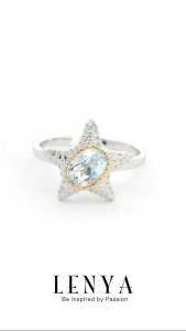 LENYA แหวนพลอยบลูโทแพซ เสริมความมั่นใจ ชัดเจน ปัญญา ขนาด 7x5 มิล ตัวเรือนเงินแท้925 ชุบทองคำขาว
