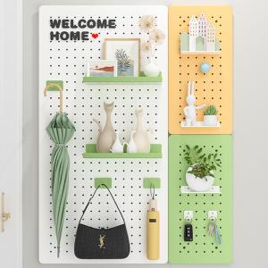 Metal Hole Board Wall Storage Rack with Hooks For Home No Drilling