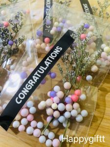 ซองดอกไม้ปัจฉิม ของขวัญปัจฉิมดอกไม้พร้อมป้ายข้อความ คละสีดอกไม้