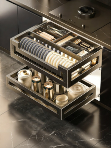 TAOSHI | Spice Drawer Storage Cabinet Pull-out Basket 3 Layers