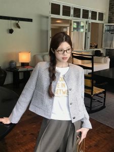 Stylish Petite Friendly Spring Striped Short Jacket