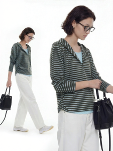 Contrast Stripe Half Zip Hoodie Long Sleeve Top