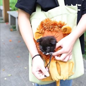 Canvas Cat Carrier Shoulder Bag Pets dog Bag Cute Lion-Shaped Carrier Portable with Safety Zippers