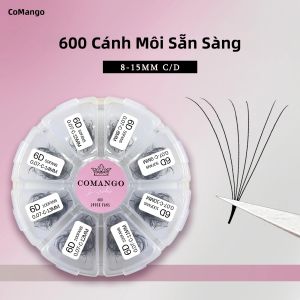 Miếng Nối Mi CoMango 600 Chiếc Cán Hẹp Sẵn Sàng Sử Dụng Kiểu Volume 3D-16D Mi Volume Nga Đế Nhọn Chất Liệu Tổng Hợp