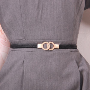 Elastic Leather Waist Belt Womens Decorative Skirt Waist Shaper Vintage Style Elastic Band Versatile Black Waist Cincher