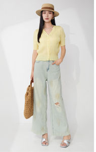 Miyake Pleated Cardigans Office Lady Lantern Sleeve V neck Shawl Jacket Single Breasted  Loose Sunscreen Tops