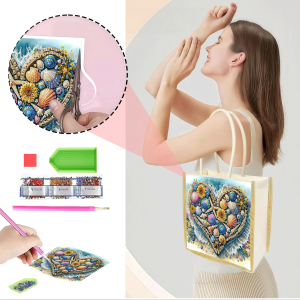 Túi Mua Sắm Tranh Kim Cương 1 Mảnh Họa Tiết Vỏ Sò Chất Liệu Vải Canvas Đựng Đồ Gia Dụng Phong Cách Hiện Đại Kim Cương Tròn & Hình Dạng Đặc Biệt