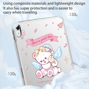 RBP Ốp lưng đơn hình gấu sơn màu dễ thương bằng acrylic trong suốt cho iPad Pro 11 2020 2021 M2 thế hệ thứ 10 mới 2022 7th 2019 8th 9th gen 10.2 Air 4 air 5 10.9 inch mini 6 8.3 chống uốn không nắp vỏ cứng siêu mỏng và chống rơi