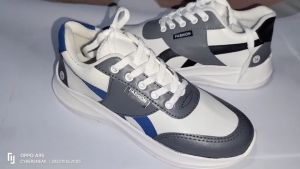 Sepatu Sneakers Pria/Wanita Sepatu FASHION Motif Abu Kombinasi Biru/Hitam Terlaris 2025 - Sepatu perempuan Laki laki/Hitam putih/hitam polos sepatu senam Aerobik cewek sepatu wanita dewasa sepatu sneakers sport wanita Senam // sepatu wanita Dewasa