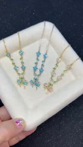 Luxury New Fashion Exquisite Green Leaf Flower Bracelet For Women Pink Cubic Zirconia Chain Shiny Rhinestone Bangle Jewelry