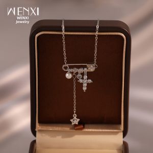 WENXI | Silver Pin Crucifix Luxe Necklace