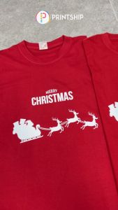 [Adult/Kid] Merry Christmas Xmax Santa Claus Sleigh Reindeer T-shirt Family Couple Party Friends Gift | Custom Text
