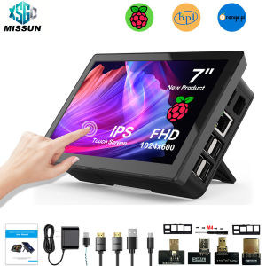 MISSUN 7/8 Inch Raspberry Pi 5 4 3 Touchscreen Monitor 1280x800 HDMI USB Speaker Fan for Raspi Drive Free Adapted for Orange Pi