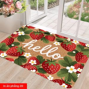 VIKAMA Hello Strawberry Daisy Thảm Chùi Chân Hoa Văn Chống Trượt Phong Cách Hiện Đại Thảm Lối Vào Trong Nhà Để Trang Trí Trang Trại Polyester Chống Phai Màu