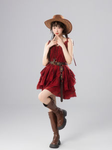 Sweet Fish Less Salt Red Berries Sugar Paper Red Dress Set Women Summer Small Size Shawl Two Piece Set Fresh Style Casual Wear