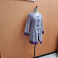 Atasan kebaya wanita ungu muda pastel lilac L cewek MEWAH lengan panjang kancing model cheongsam. 