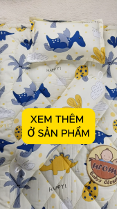 [HỎA TỐC] Bộ nệm gối cho bé đi học nhà trẻ mầm non 80x120cm–3 món (nệm gối nằm gối ôm) vỏ Cotton TLPrint ruột gòn Microfiber có túi đựng Urombaby