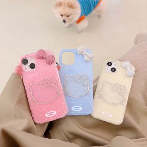 เคสโทรศัพท์มือถือเพชรดูแพงการ์ตูน Hello Kitty สำหรับ iPhone 16 Pro Max 15 Pro Max 14 Pro Max Max ฝาหลังโทรศัพท์สำหรับ iPhone 13 Pro Max กรอบด้านหลัง