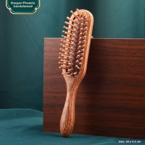 Natural Rosewood Paddle Hairbrush with Cushioning Scalp Massager