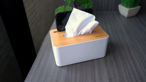COD Kotak Tissue Box Kayu Estetik TaffHOME ZJ008 Dilengkapi Holder Hp Cocok Di Rumah Maupun di Mobil