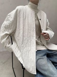 Warm Cotton Jacket Women Loose Long Sleeve round Neck Shirt Thin Cotton Coat Autumn Winter New Chinese Style Lightweight Outerwear