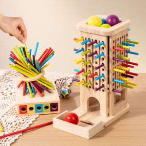 เกม Montessori ไม้ Tower ของเล่น Sticks ลูกเต๋ามอเตอร์การพัฒนาทักษะ Stick นับคณิตศาสตร์ของเล่นเพื่อการศึกษาสําหรับเด็ก