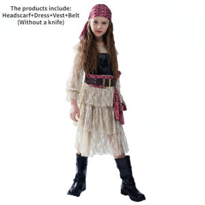 New Halloween Carnival Night Girls Lace Pirate Skirt Girl Pirate Cos Party Costume Pirate Stage Performance Costume