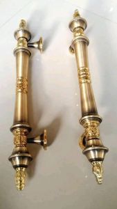 handle pintu kuningan 45cm motif cemara