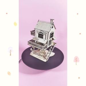 3D Wooden House Jigsaw Puzzle Model DIY Construction Kit Creative Treehouse Building Set Wooden Interlocking Blocks