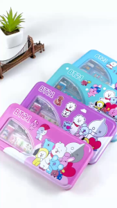 ESCO Kotak Pensil Kaleng 2 Tingkat BT21 / Tempat Pensil Pena Fancy BT21 / Metal Pencil Case AD-118