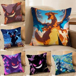 Bandai | Pokemon Collector Edition Anime Plush Pillow Cover Soft Short Plush Cushion Cover For Sofa Bedroom Home Decor Gift