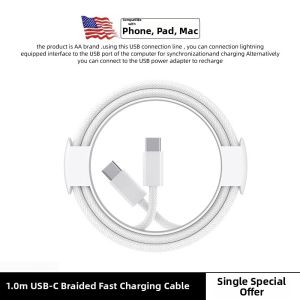 45W Fast Charging Braided USB-C to Lightning Cable