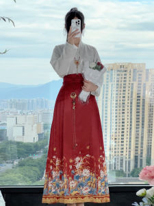 Ban Đầu Hán Phục Quần Áo Nữ Lotus Year Surplus Phong Cách Nhà Minh Satin Bộ Tay Áo Máy Bay Trọn Bộ Phong Cách Trung Hoa Một Nửa Váy