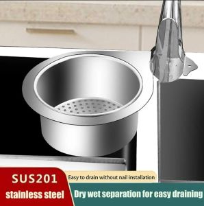 【Swan Home】Stainless Steel Swan Sink Strainer Basket Removable Goosehead Storage Drainage Basket Kitchen Fruit Vegetable Hanging Drain Rack Storage Shelf