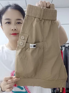 High-Waisted Slim-Fit Cotton Shorts for Women Casual Style with Pocket Summer Clothing for Office Job