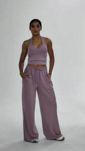 2 Bộ Màu Trơn Bộ Yoga Nữ Slim Casual Nhanh Khô Không Tay Hình Chữ I Áo Vest Rời Quần Ống Rộng Tập Gym Thể Thao Bộ Trang Phục Thể Dục