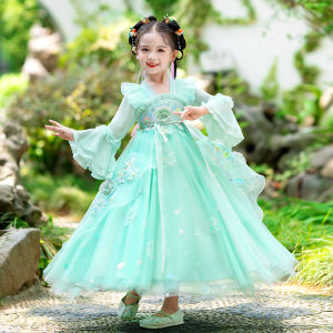 Elegant Traditional Chinese Costume Girls Dress Fairy Tale Princess Style Floral Goddess Super Fairy Tale Childrens Hanfu
