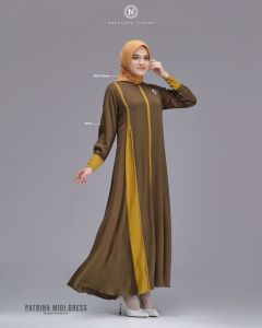 PATRINA MIDI DRESS By Nadheera luxury gamis dress muslim wanita rayon premium busui wudhu friendly fashion muslimah modern kekinian terbaru