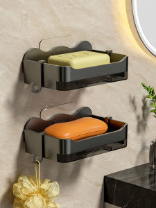 ไม่มีเจาะสบู่กล่องติดผนัง Double Layer ห้องน้ําท่อระบายน้ําบ้านห้องน้ําผนังสบู่ Rack Nordic สไตล์สีทึบ