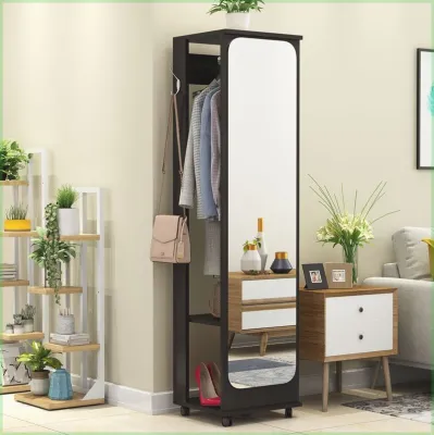 Economic Single Door Wardrobe Mirror Modern Home Bedroom Storage Cabinet Childrens Clothes Closet Full-Length Clothes Storage