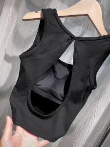 Summer 2024 Fashionable Hollow out Backless Womens Tank Top Thin Loose Fit Outerwear with Chest Pad Versatile Casual Vest