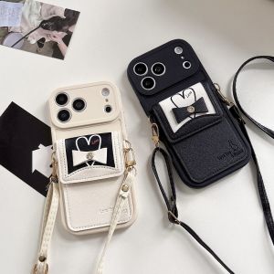 szhaiyu | Cute Rabbit Crossbody Lanyard Wallet Card Slots Phone Case for IPhone Air 17 Pro Max 16 15 14 Plus 13 12 Purse Leather Cover