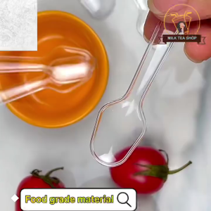 500pcs Disposable Plastic Sundae Spoon/Pudding Spoon/Individually Packed Transparent Dessert Spoon