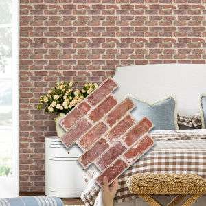 1 ชิ้น/10 ชิ้น 3D PVC Faux อิฐสติ๊กเกอร์ติดผนัง Home Wall Decor สําหรับห้องนั่งเล่น ห้องนอน Study Room สไตล์วินเทจตกแต่ง