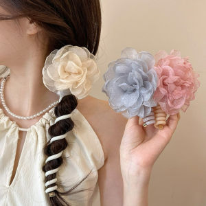 Mesh Flower Hair Tie Korean Fashion Elegant Phone Wire Hair Ring Hair Rope Hair Accessories for Women Girls