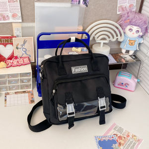 Portable Bag Handbag Transparent Tote Bag Female Crossbody Large Capacity Book Holding Shoulder Bag Primary School Students Class Tuition Bag