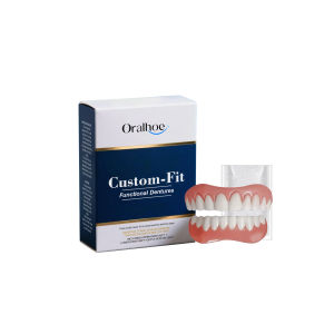 oralhoe | Silicone Denture Kit Temporary Orthodontic Upper Lower Set Fake Tooth Oral Care Easy Use Whitening Dentures Simulation Braces