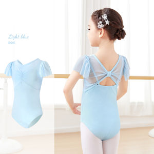 daydance | Girls Ballet Dress Short Sleeve Ballet Leotard Gymnastics Leotards Ruffles Smocked Training Leotard Two-Pieces Dancing Bodysuit