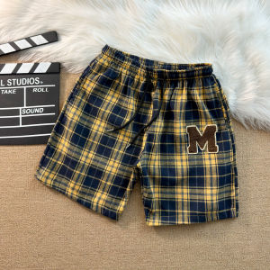 Quần Short Nam Mùa Hè 2025 Quần Dài Tay Vải Cotton Pha Trộn Kẻ Caro Thường Ngày Thoáng Khí Thoải Mái Quần Đi Biển